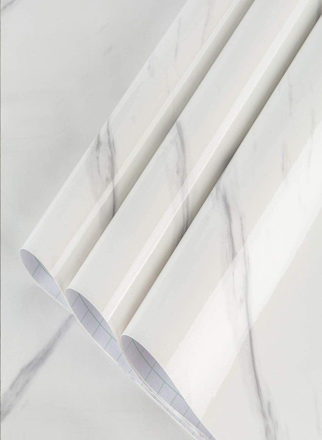 Skin Poster - Marble Wall Stickers Wallpaper Decal (12 x 48 Inch) DIY PVC Self-Adhesive Bubbles, Kids Room, Lamination Paper, Office, Home Decorative, White Line Marble Gloss - Image 1